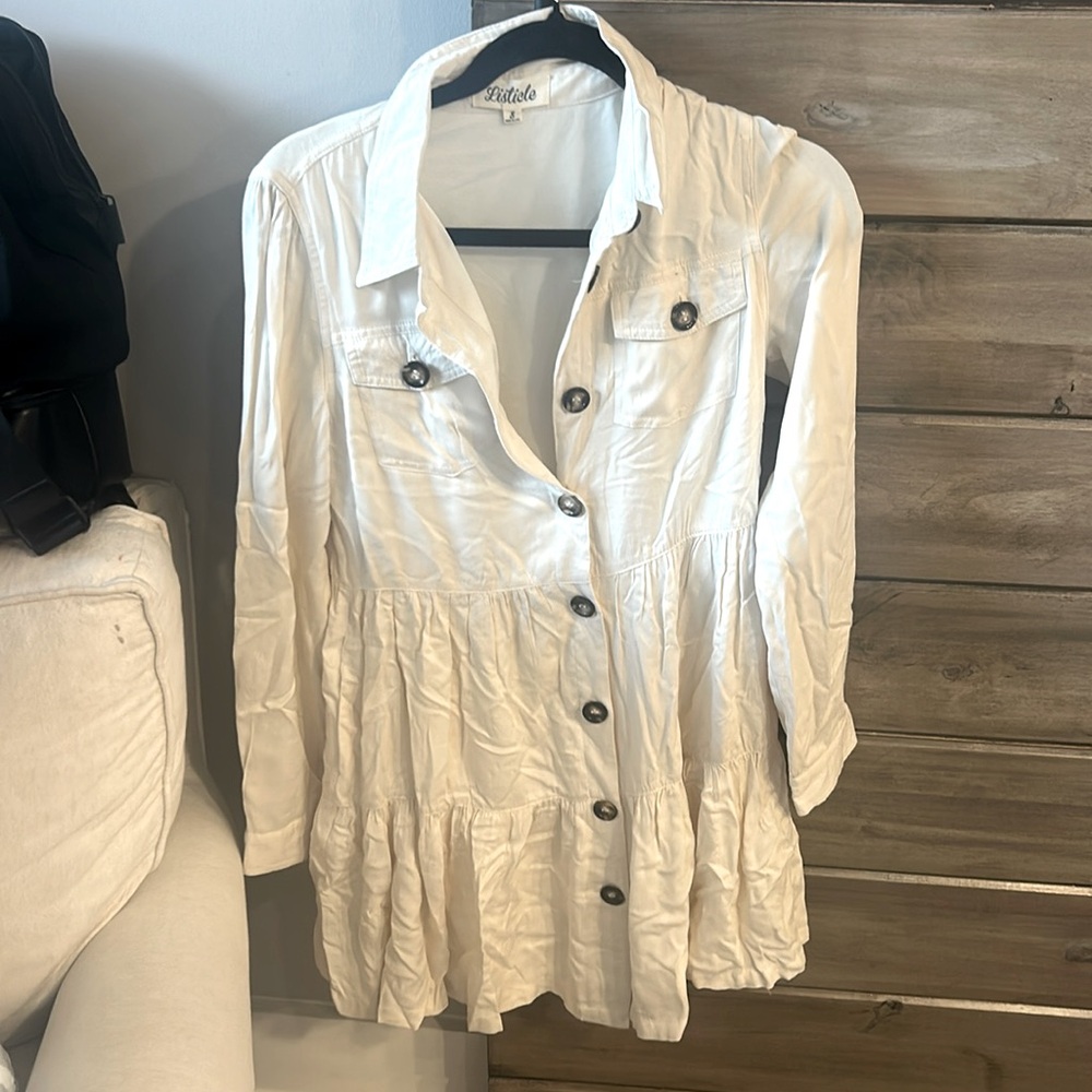 Cream button dress